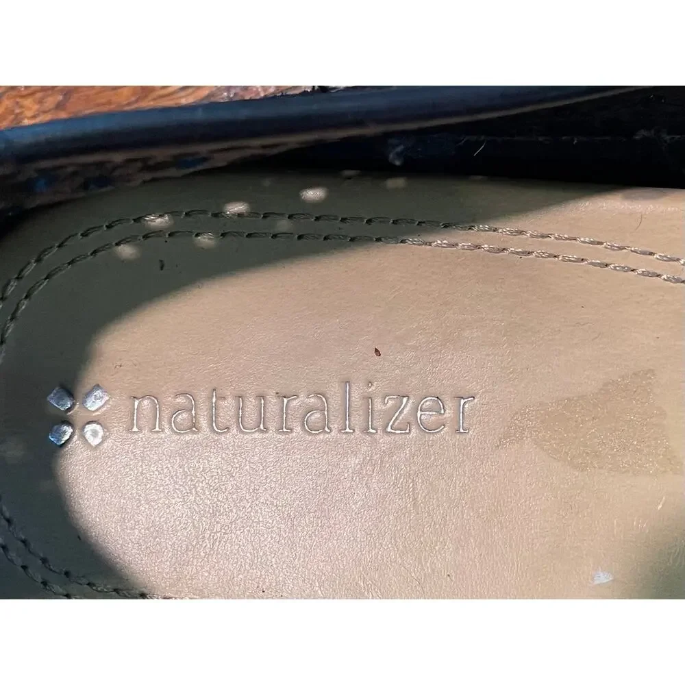 Naturalizer Black Leather Mesh Ballet Flats, 